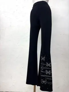 【ラインストーン】新品ブーツカットパンツ 黒ｂ1116