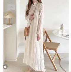 シフォンロングワンピース M アイボリー