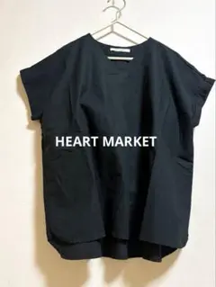 HEART MARKET ナチュラル　黒　プルオーバーシャツ 綿麻　L