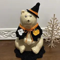 しろくま貯金箱⭐︎ハロウィン⭐︎とんがり魔女帽子とギザギザマント⭐︎かぼちゃ付き