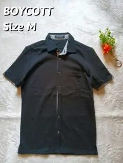 BOYCOTT ストライプ襟 半袖シャツ M 黒 メンズ 美品　日本製