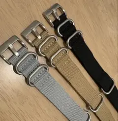 20mmNATOベルト2本セット　グレー、カーキ