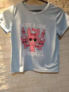 110cm相当 スプランキー　ピンキー柄Tシャツ　水色