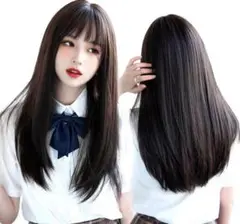 ブラック　ストレートウィッグ 約50cm 前髪あり