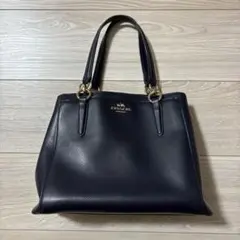coach レザー ネイビーハンドバッグ