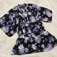 美品 浴衣ドレス y2k ギャル 地雷系 量産型 花柄 平成 姫 150 フリル