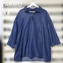 CAMBIO カンビオ スキッパープルオーバーシャツ M 七分丈