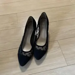 ブラック ドットデザイン ハイヒールパンプス　ロペピクニック