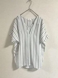 THE SHOP TK ホワイトストライプ Tシャツ ブラウス