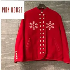 美品ピンクハウス(PINK HOUSE)ウールナポレオンジャケット刺繍