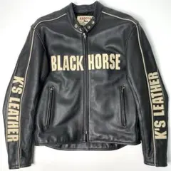 KADOYA ブラックホース レーシングジャケット 刺繡ロゴ ナイロン 黒 XL KADOYA カドヤ BLACK HORSE RACING ブラックホース レーシング