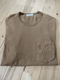 ブラウン コットン 半袖Tシャツ ポケット付き