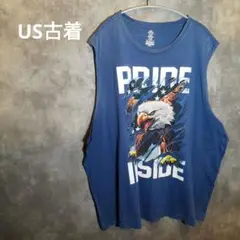 US古着　イーグルデザイン ノースリーブトップス ネイビー3XL オーバーサイズ