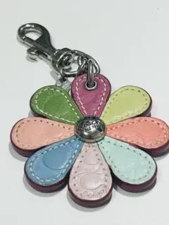【レア】COACH シグネーチャーフラワー　花型　バックチャーム　マルチカラー