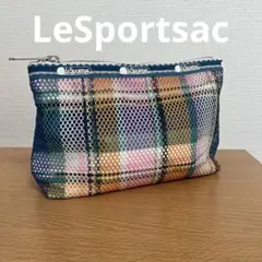 レスポートサック　ポーチ　メッシュ　チェック柄