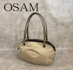 【極美品】 OSAM オサム 撥水 軽量 ナイロン＆牛革 トートバッグ ベージュ