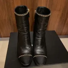シャネル 美品!アンクルブーツ 黒 サイズ38.5