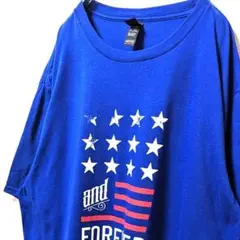 ディストリクト 星条旗 フォーエバー ロゴ Tシャツ ブルー 青 XL 古着