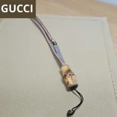 グッチ GUCCI ストラップ ブラウン レザー バンブー ロゴ プレート