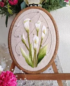 刺繡フレーム　タペストリー　花　カラー
