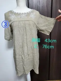 シフォン生地　ベージュ色の半袖