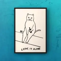 ★A4フレーム付き★オリジナル アートポスターPENSIVE CAT 猫