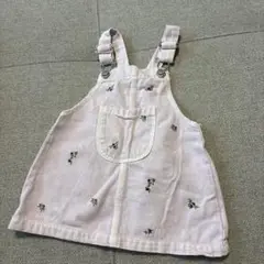 花柄刺繍 薄紫色 ジャンバースカート