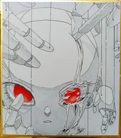 オリキャラ　手描き　イラスト　ミニ色紙