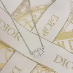 Dior CD ロゴ ストーン シルバー ネックレス