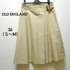 OLD ENGLANDオールドイングランド　ベージュ プリーツ絹巻きスカート36