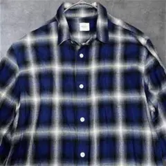 BROWNY VINTAGE オンブレチェック シャツ Mサイズ ネイビー
