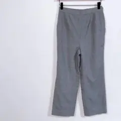 f329【ノーブランド】セミフレアパンツ　ストレート　グレー　ストレッチ（L）