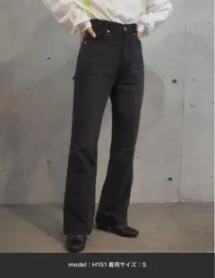 tiptop セミフレアデニムパンツ ブラック　S