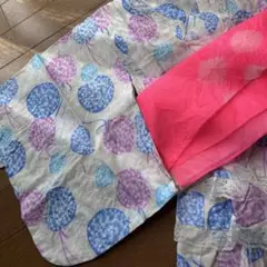 あじさい柄 浴衣 100cm 白ピンク帯付き