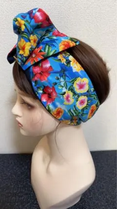 ワイヤー入りターバン　トロピカル　ハワイアン