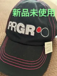 PRGR ゴルフキャップ 黒 ピンクステッチ 未使用