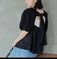 FREAK'S STORE ラミー 2WAYパフスリーブバックリボンブラウス