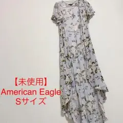 値下げ【AMERICAN EAGLE】パープル　花柄ロングワンピース2way