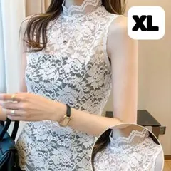 レーストップス シアートップス チュールトップス シースルー ノースリーブ XL