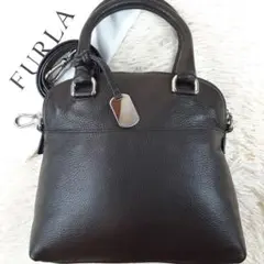 【美品】フルラ パイパー ショルダーバッグ ハンド 2way レザー ブラウン