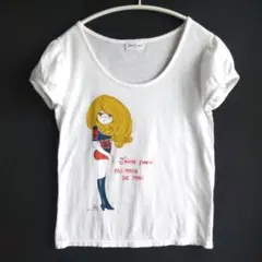 Ado Mizumori 水森亜土イラストTシャツ 白 パフスリーブ　サイズＦ