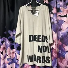 タグ新品未使用品 Lサイズ ロゴ入りプリントTシャツ ベージュ カットソー