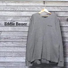 af-508)Eddie Bauer ワッフル長袖ニット ロンT グレー XL