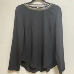 H&M ビーズ装飾 黒 長袖トップス　ブラック　36