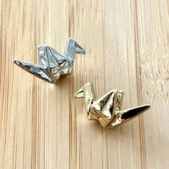 折り鶴 チャーム パーツ アクセサリー 金 銀 和風