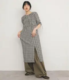 KBF ランダムシャーリングチェックワンピース
