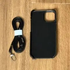 iPhone14、15用　ブラックショルダーストラップケース