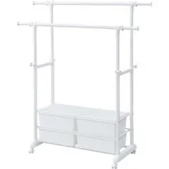 新品未使用箱不良　山善　T4HH-WS(MWH) 収納ケース付きハンガーラック