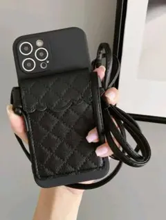 新品 iPhone 13pro ショルダーケース 黒 カード入れ付 落下防止