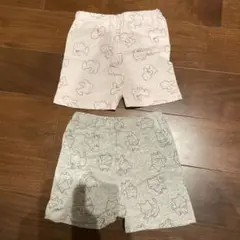 ウサギと猫プリント 半ズボン 2枚セット 80サイズ